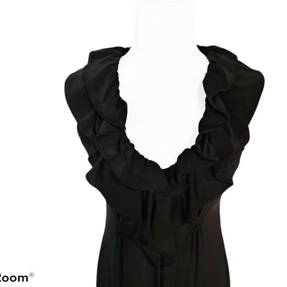 Tiana B. Ruffle V-Neck Collar Black Fit & Flare Dress Silhouette Extra Small XS - Picture 4 of 16